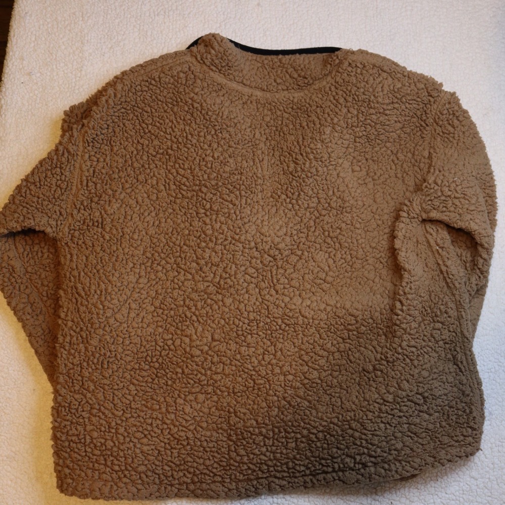 No Boundaries Juniors Tan Teddy Fleece Quarter Zip Pullover Sweater Large 11-13 - Picture 4 of 4